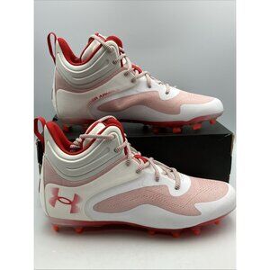 Under Armour Command MC Mid Lacrosse Cleats Men Size 11.5 White Red 3025639-101